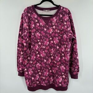 3For$20 Woman Within Plum Floreal Sweatshirt size: L 18/20